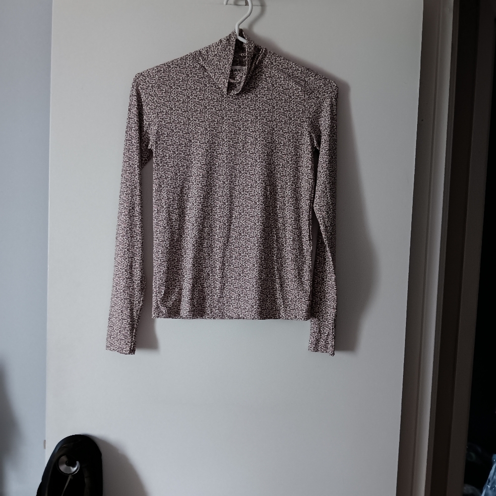 MR. LARKIN Floral Stretch Jersey Turtleneck Top S